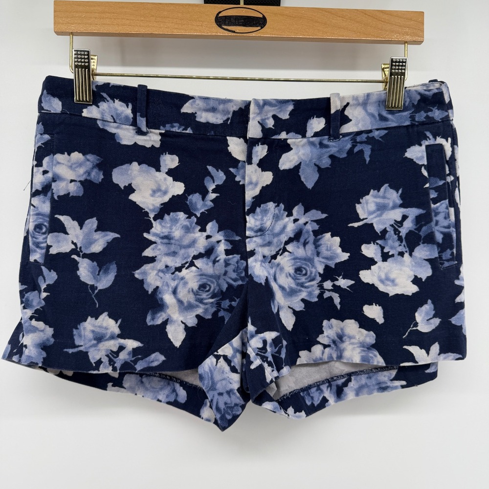 Joie Navy Blue Floral Cotton Shorts Size 4 Rose Print Canvas preppy casual